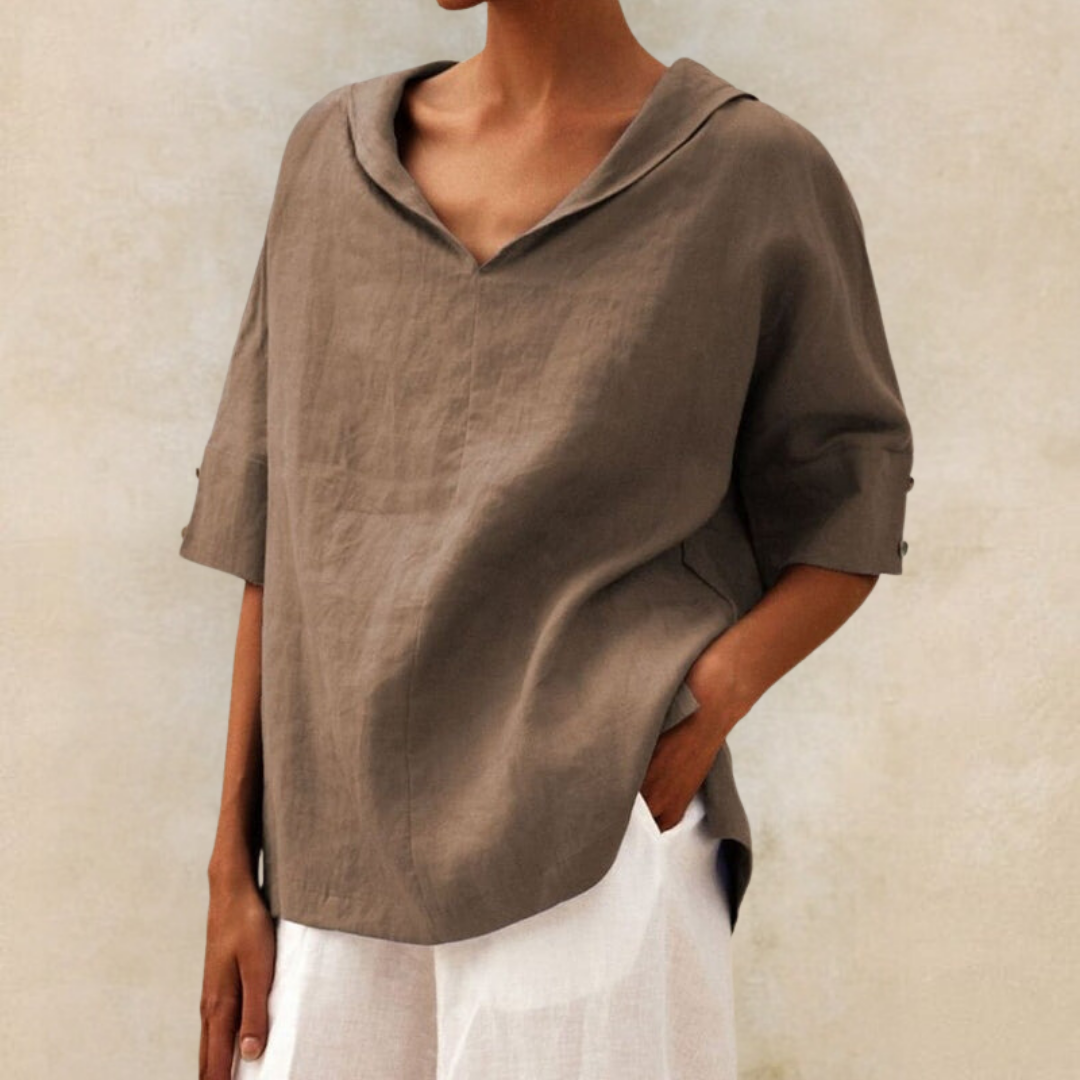 Valerie Women's V-Neck Casual Linen Shirt
