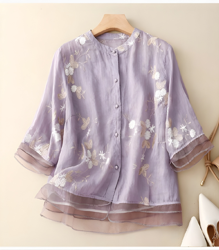 Clarice Embroidered Cotton Blouse