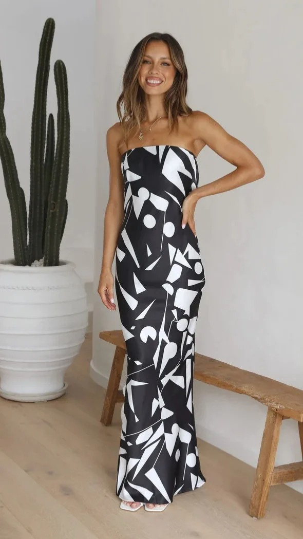 Grecia Stylish Strapless Maxi Dress