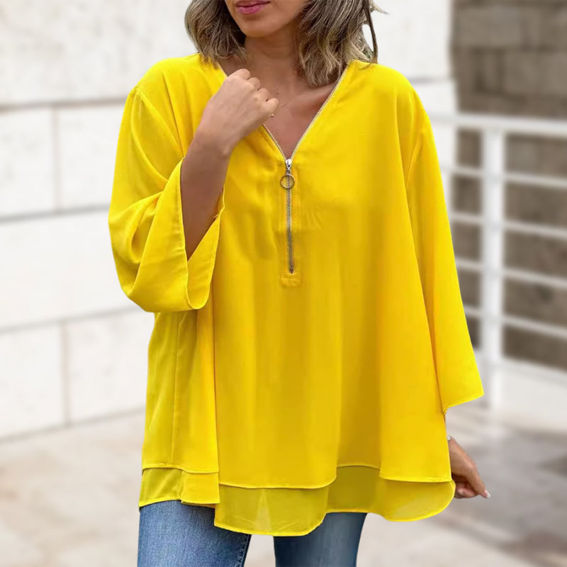 Ember Chiffon Zipper Blouse