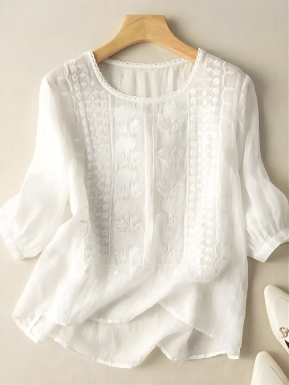 Violet Embroidered Boho Blouse