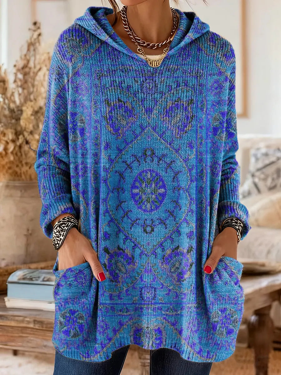 Alice Retro Ethnic Print Hooded Tunic