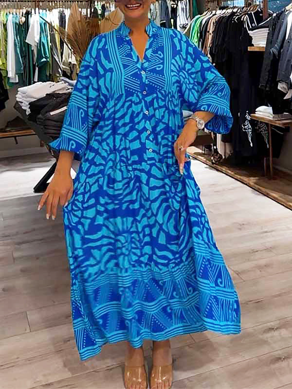 Jacinda Printed V-neck Dress