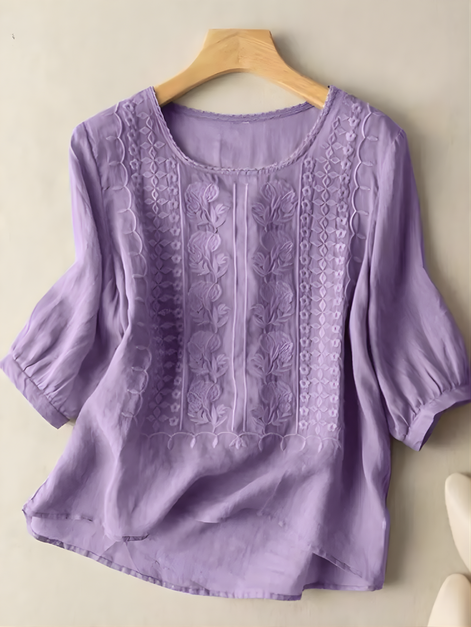 Violet Embroidered Boho Blouse