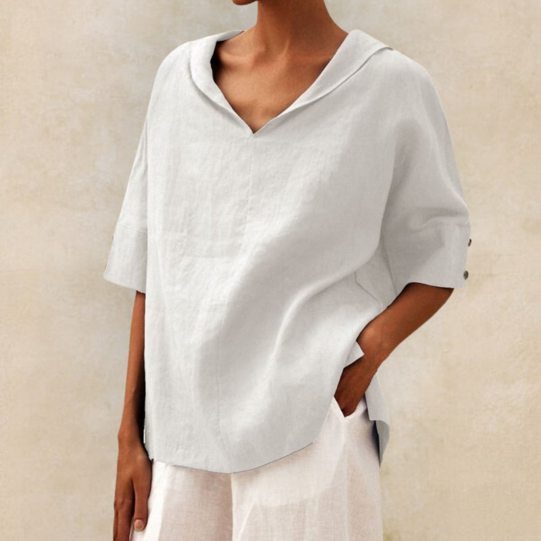 Valerie Women's V-Neck Casual Linen Shirt
