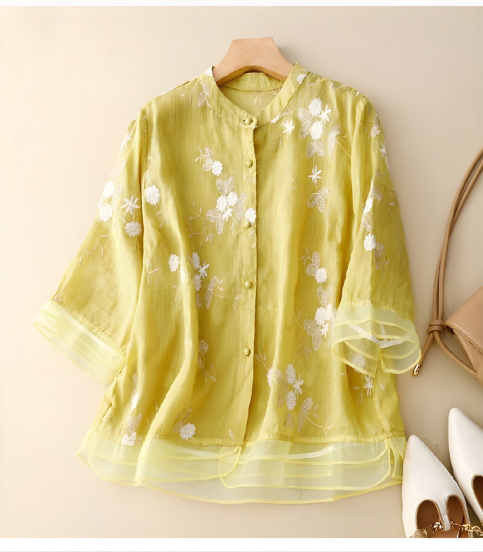 Clarice Embroidered Cotton Blouse