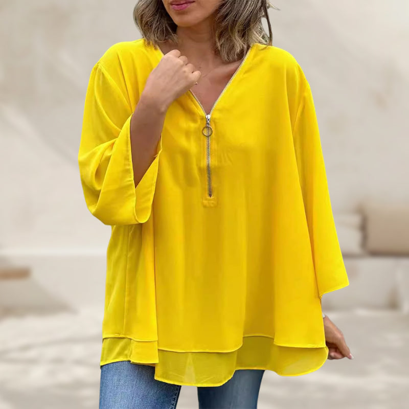 Ember Chiffon Zipper Blouse
