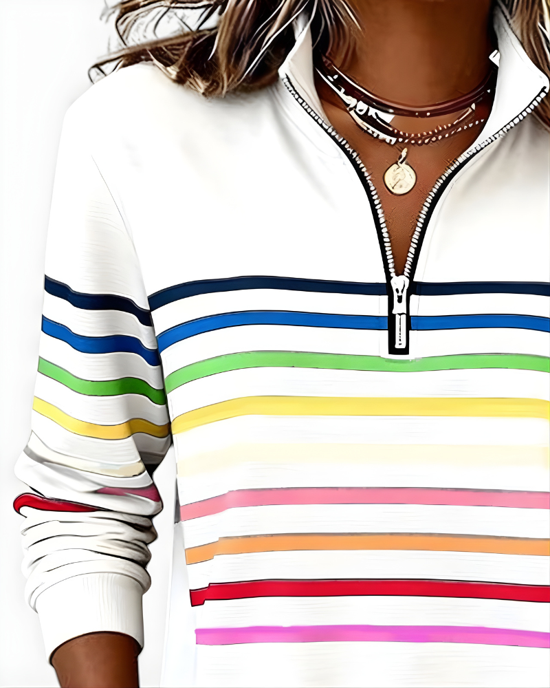 Raina Striped Zip Hoodie
