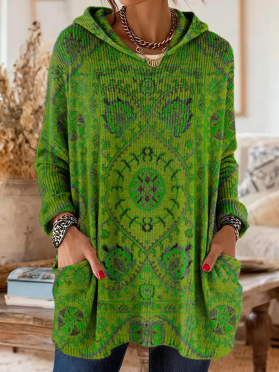 Alice Retro Ethnic Print Hooded Tunic