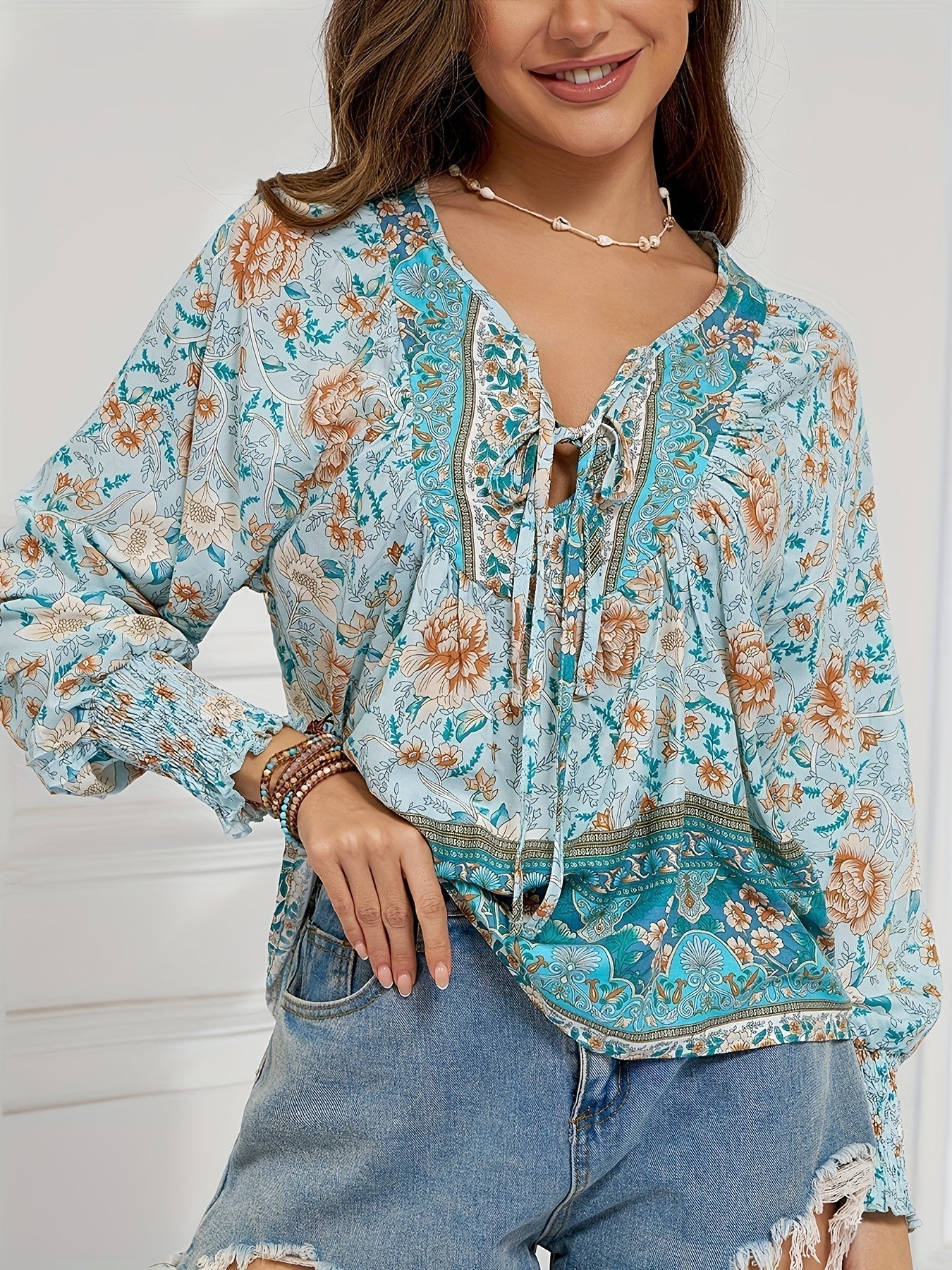 Jovie Vintage Floral Peasant Top