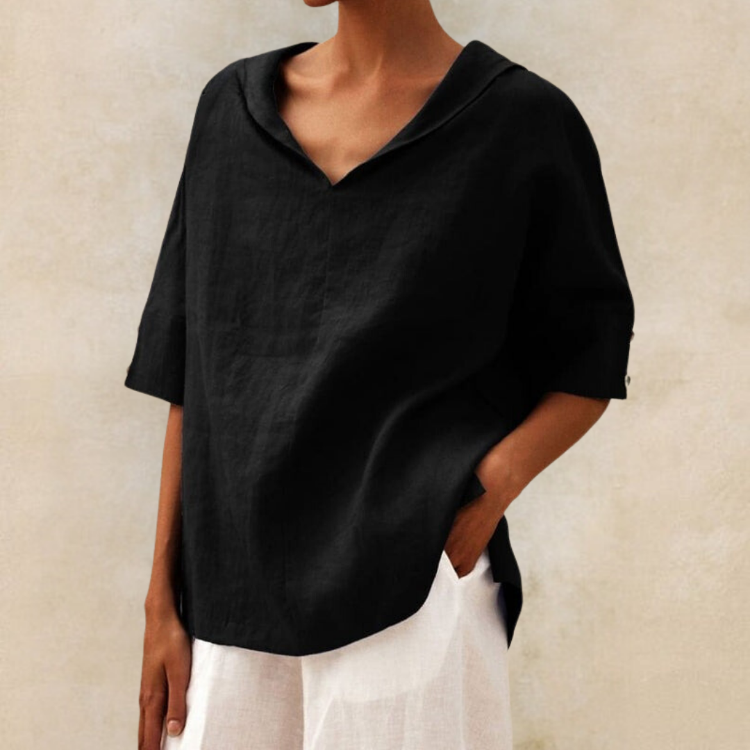 Valerie Women's V-Neck Casual Linen Shirt