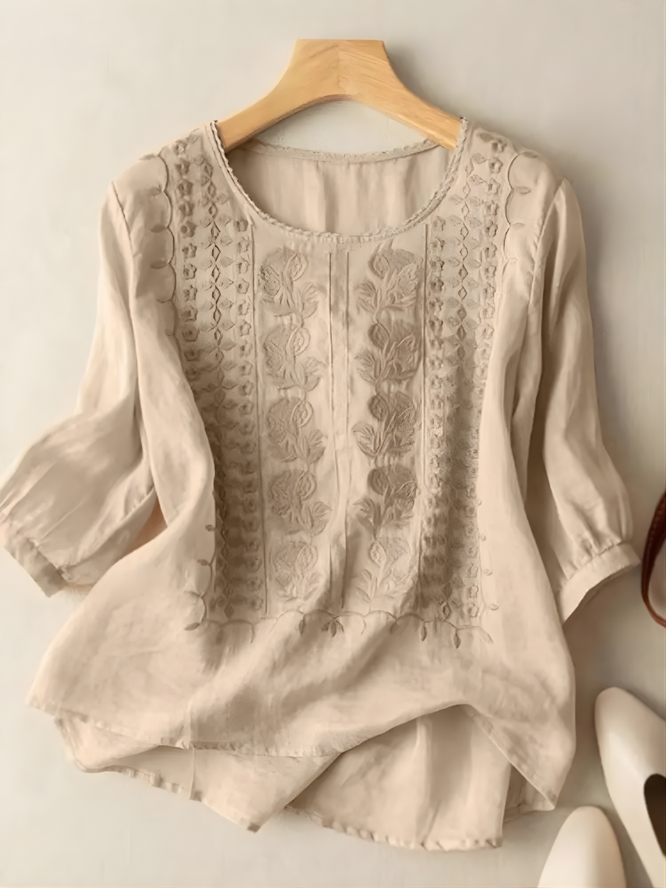 Violet Embroidered Boho Blouse