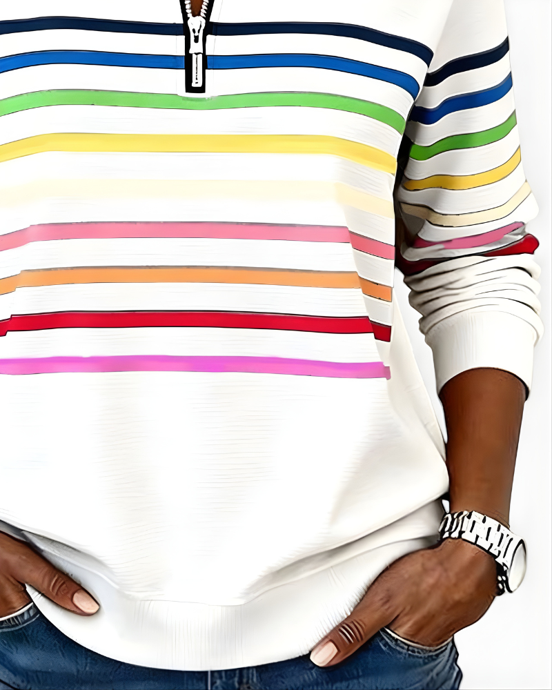 Raina Striped Zip Hoodie