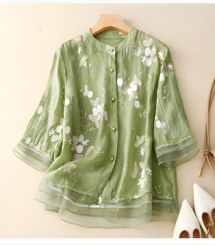 Clarice Embroidered Cotton Blouse