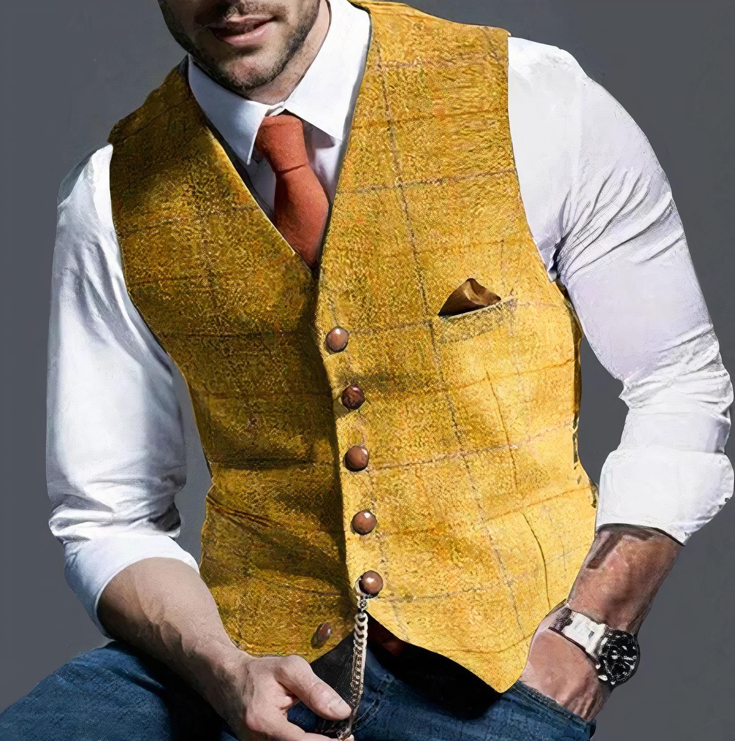 Alex Elegant light plaid vest
