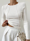 Chantal Basic Piping Long Sleeve Top