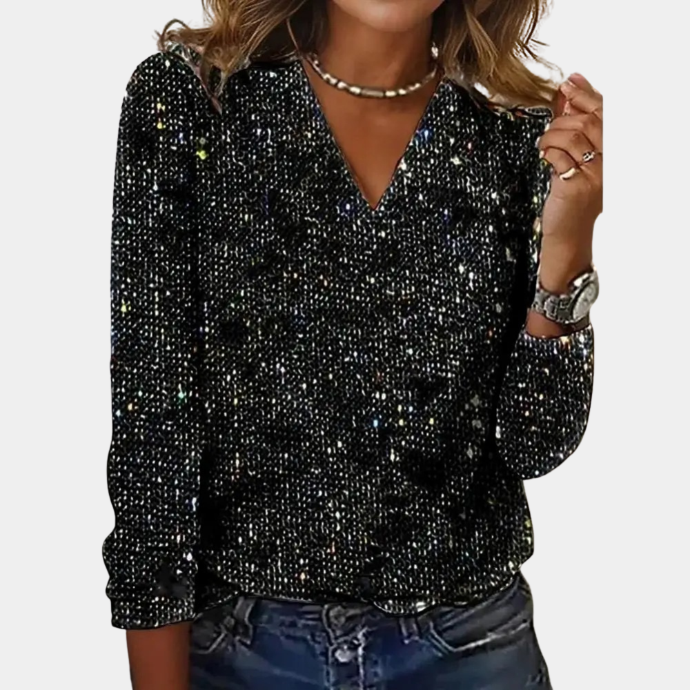 Karolina Glitter V-Neck Top