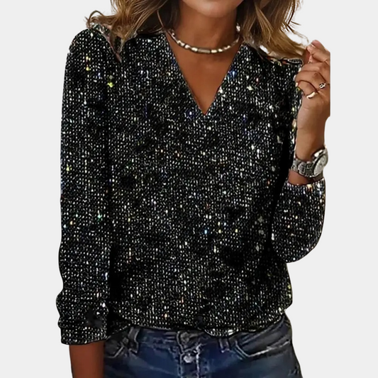Karolina Glitter V-Neck Top
