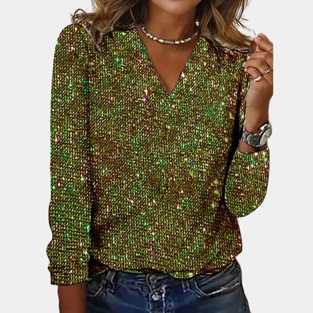 Karolina Glitter V-Neck Top