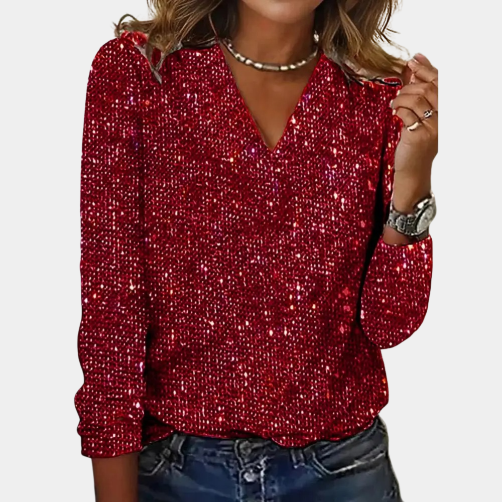 Karolina Glitter V-Neck Top