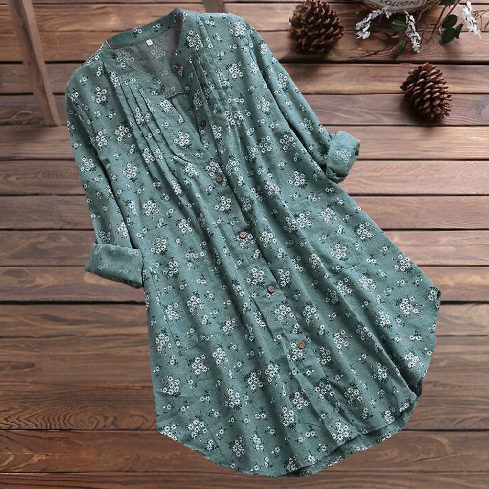 Vienna Elegant and long floral blouse for women