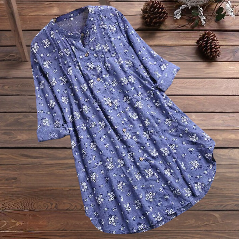 Vienna Elegant and long floral blouse for women