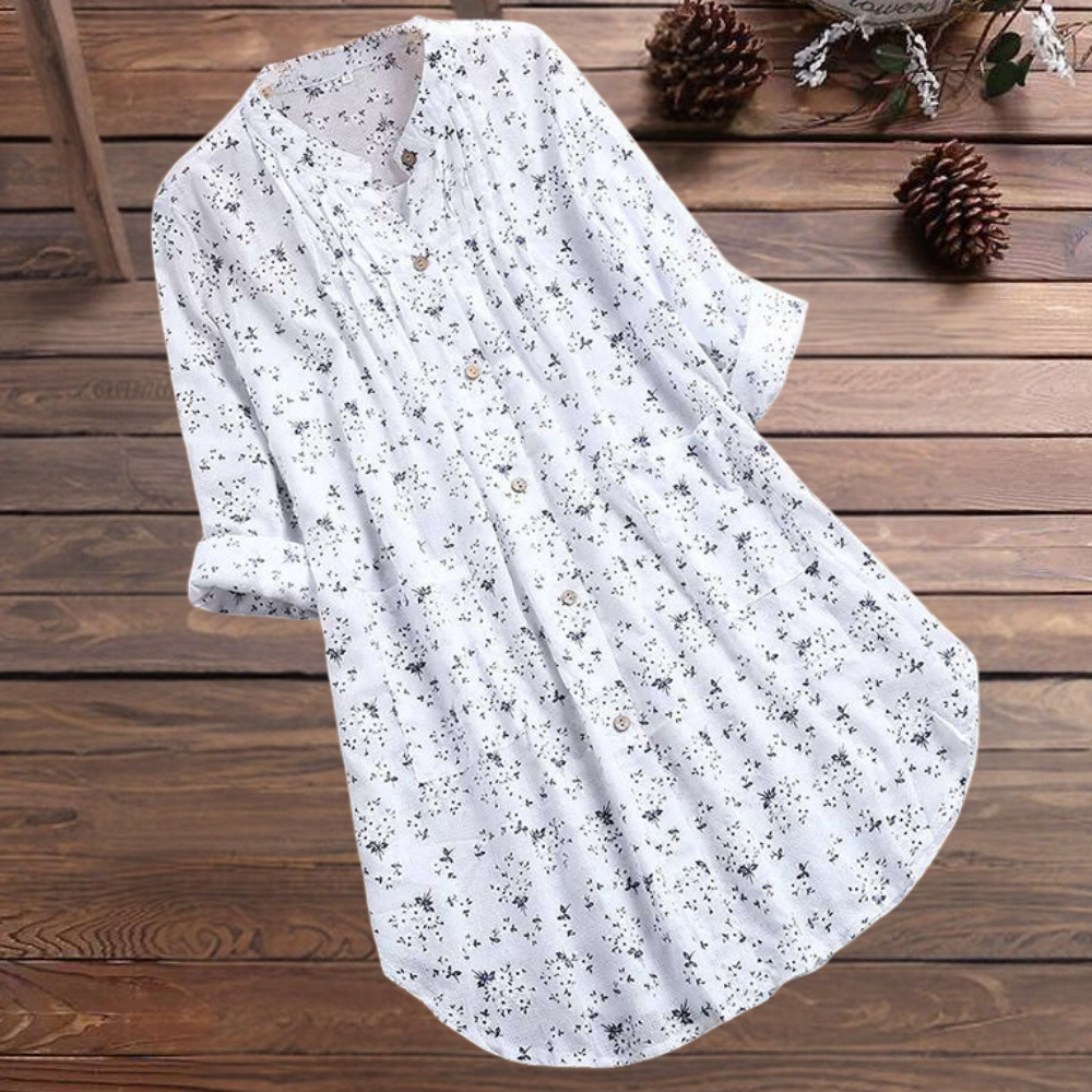 Vienna Elegant and long floral blouse for women