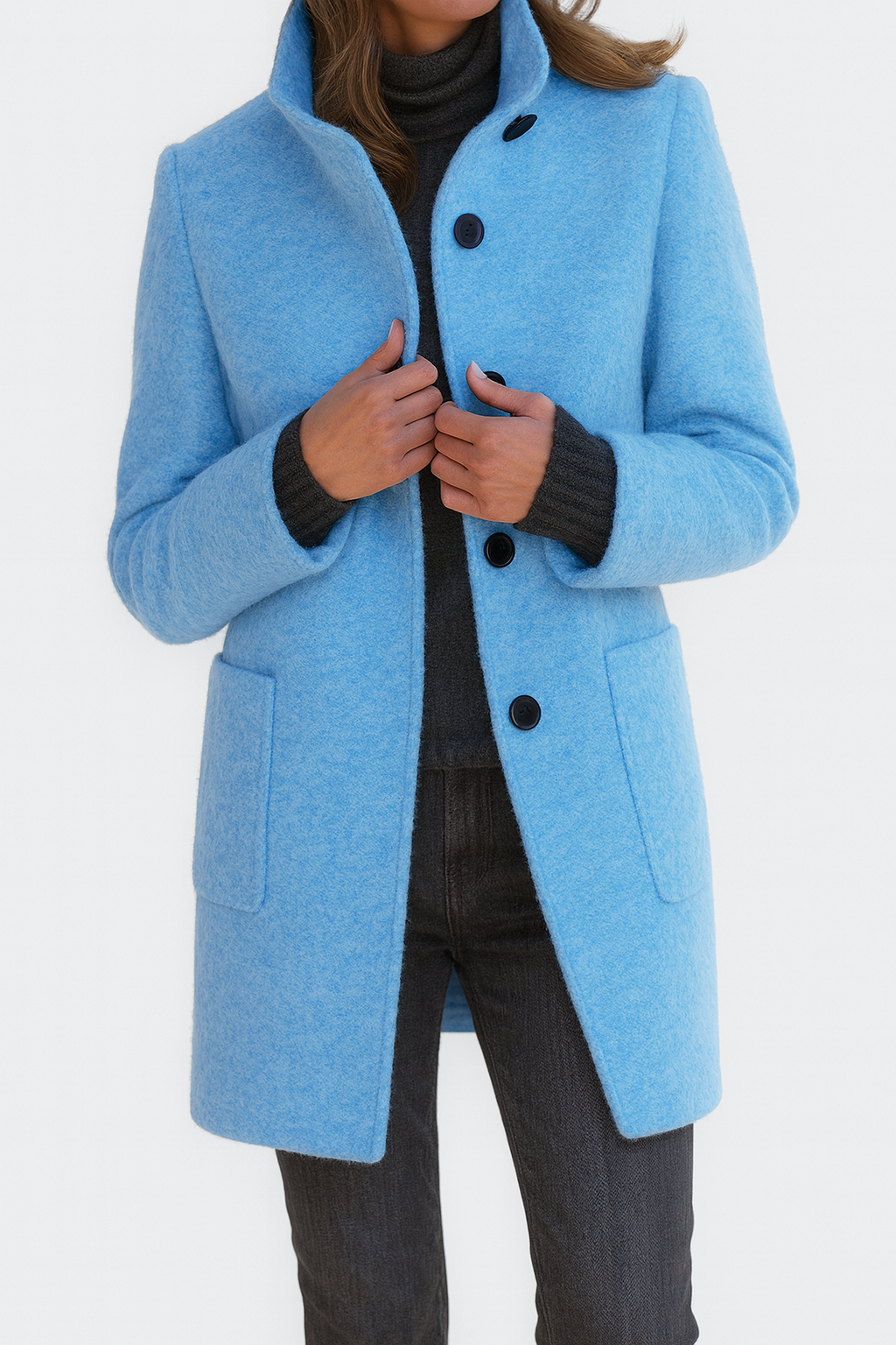 Adele High Collar Wool Blend Jacket