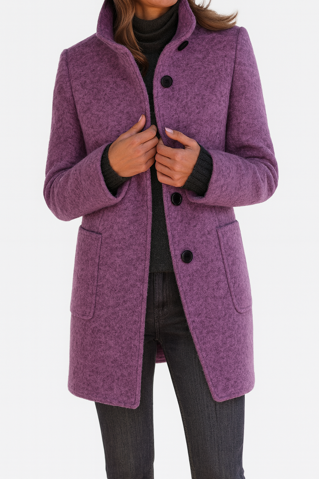 Adele High Collar Wool Blend Jacket