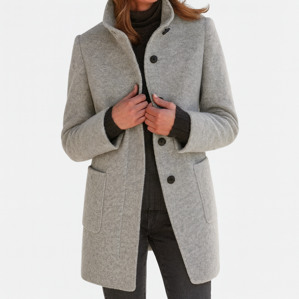 Adele High Collar Wool Blend Jacket