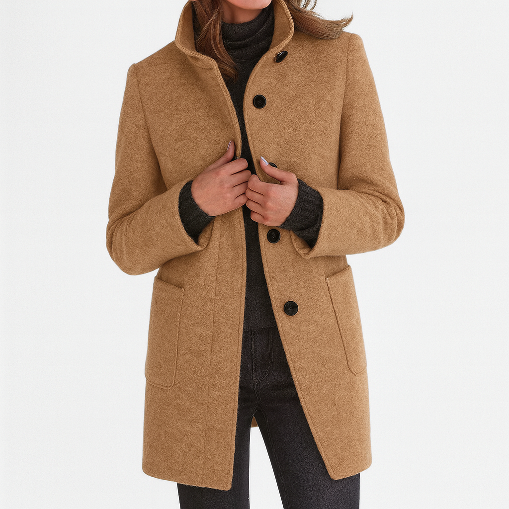 Adele High Collar Wool Blend Jacket