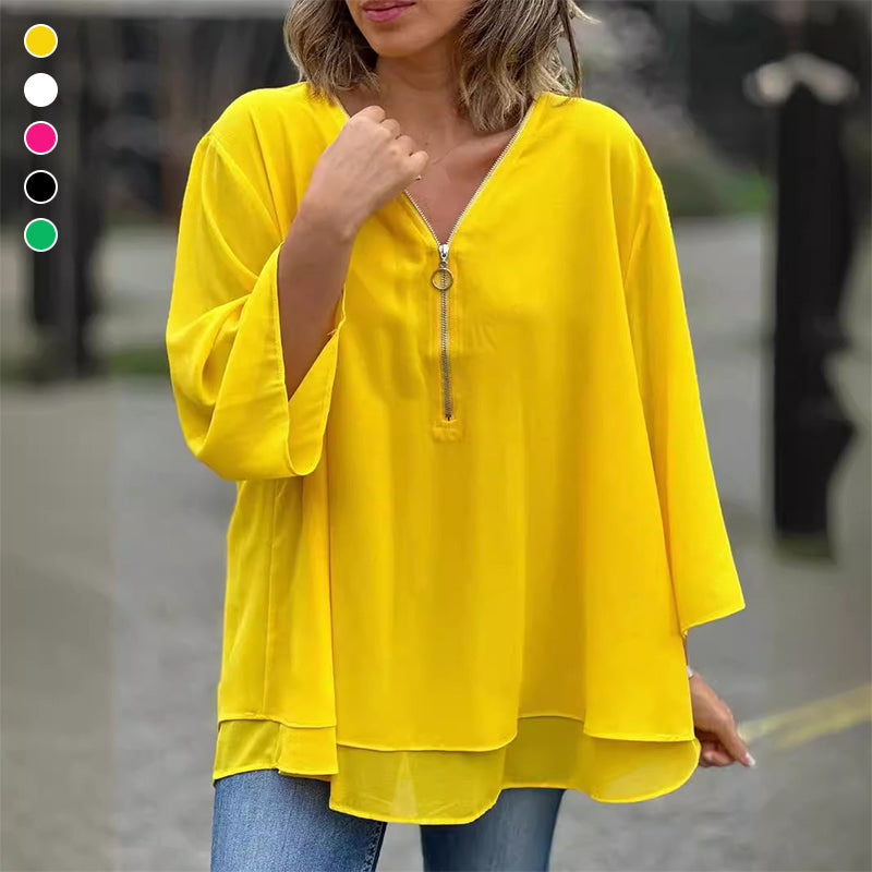 Ember Chiffon Zipper Blouse