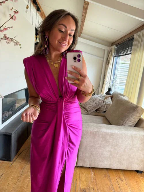 Katida Party Dress with Deep V-neck