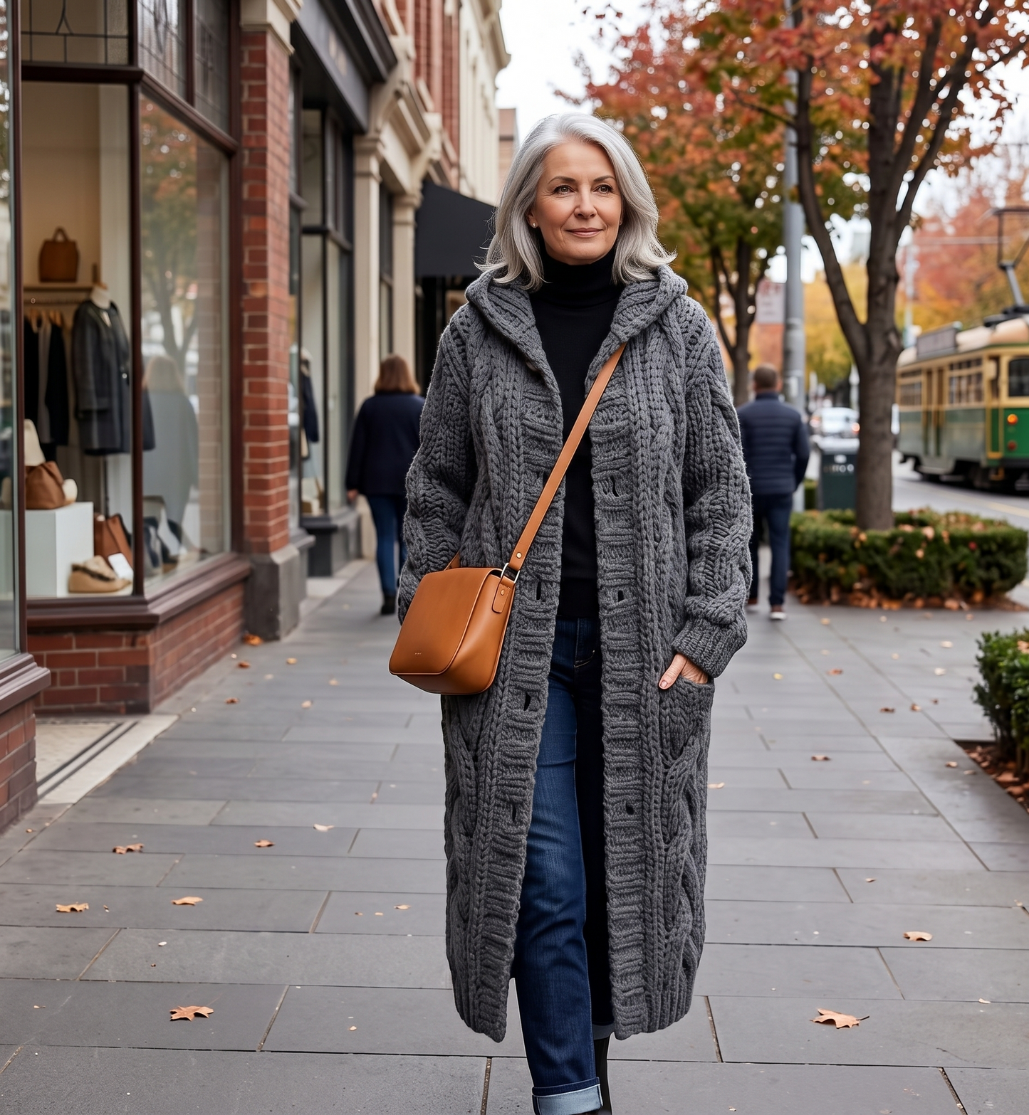 Alessia Elegant Cable Knit Coat