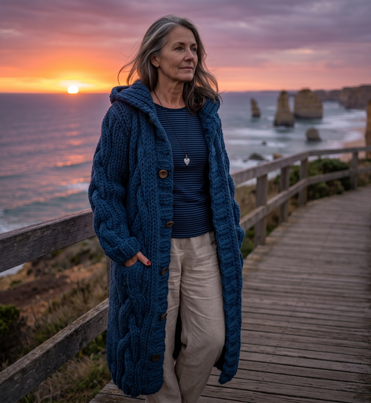 Alessia Elegant Cable Knit Coat