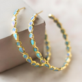 Donna Vintage Blue and Opal Golden Hoop Earrings