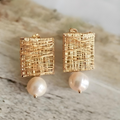 Gail Vintage Golden Threads with Pearl Earrings