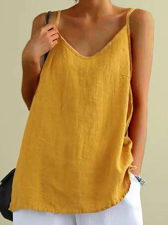 Allyson Spaghetti Strap Summer Linen Top