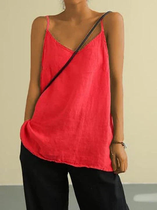 Allyson Spaghetti Strap Summer Linen Top