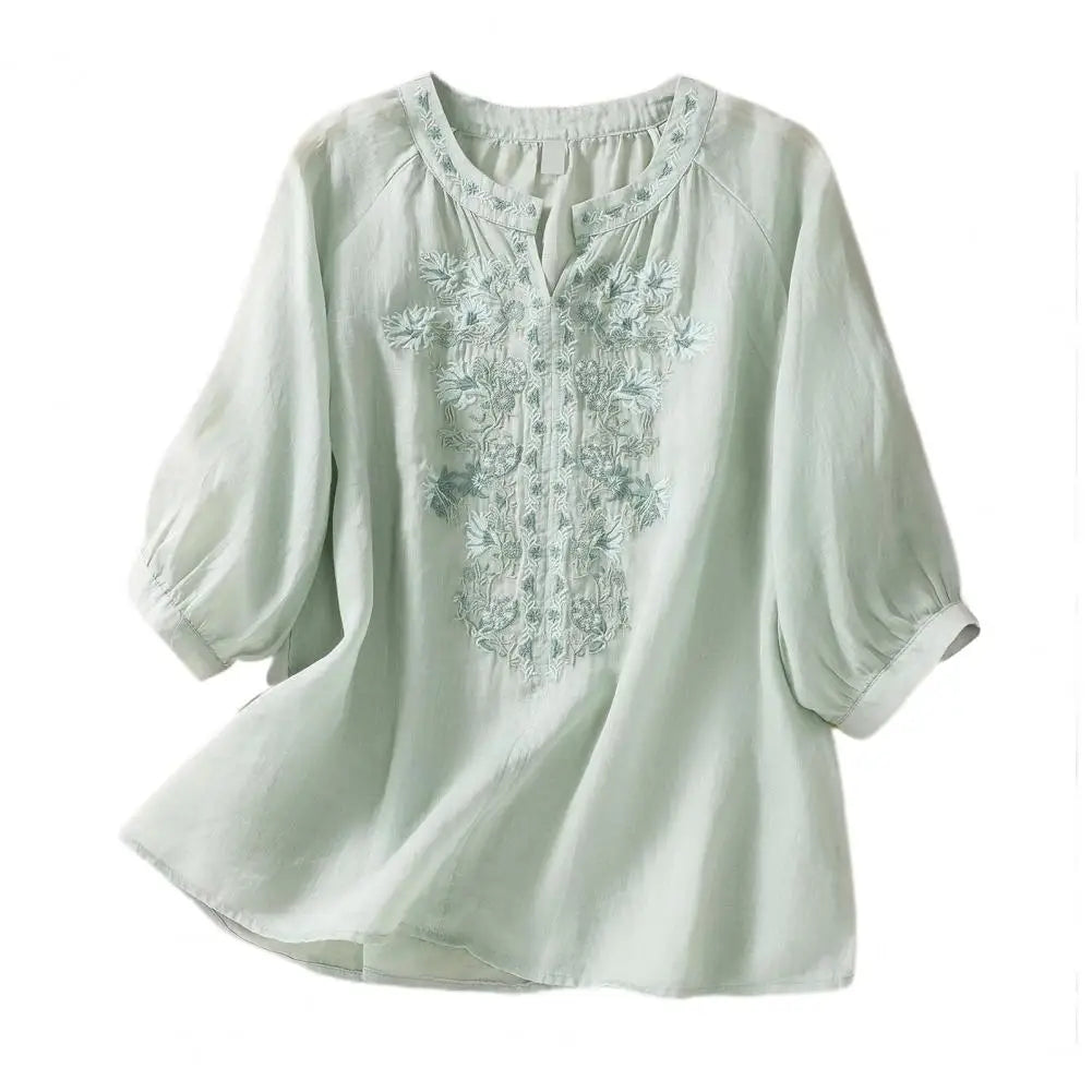 Sophie Embroidered Cotton Floral Blouse