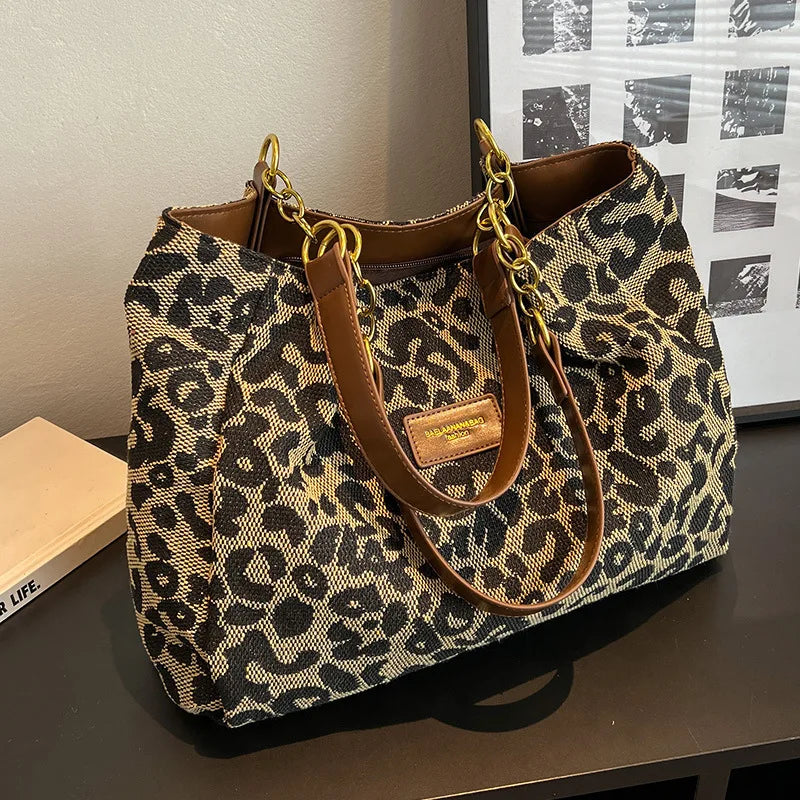 Shuvee Leopard Patterned Canvas Tote