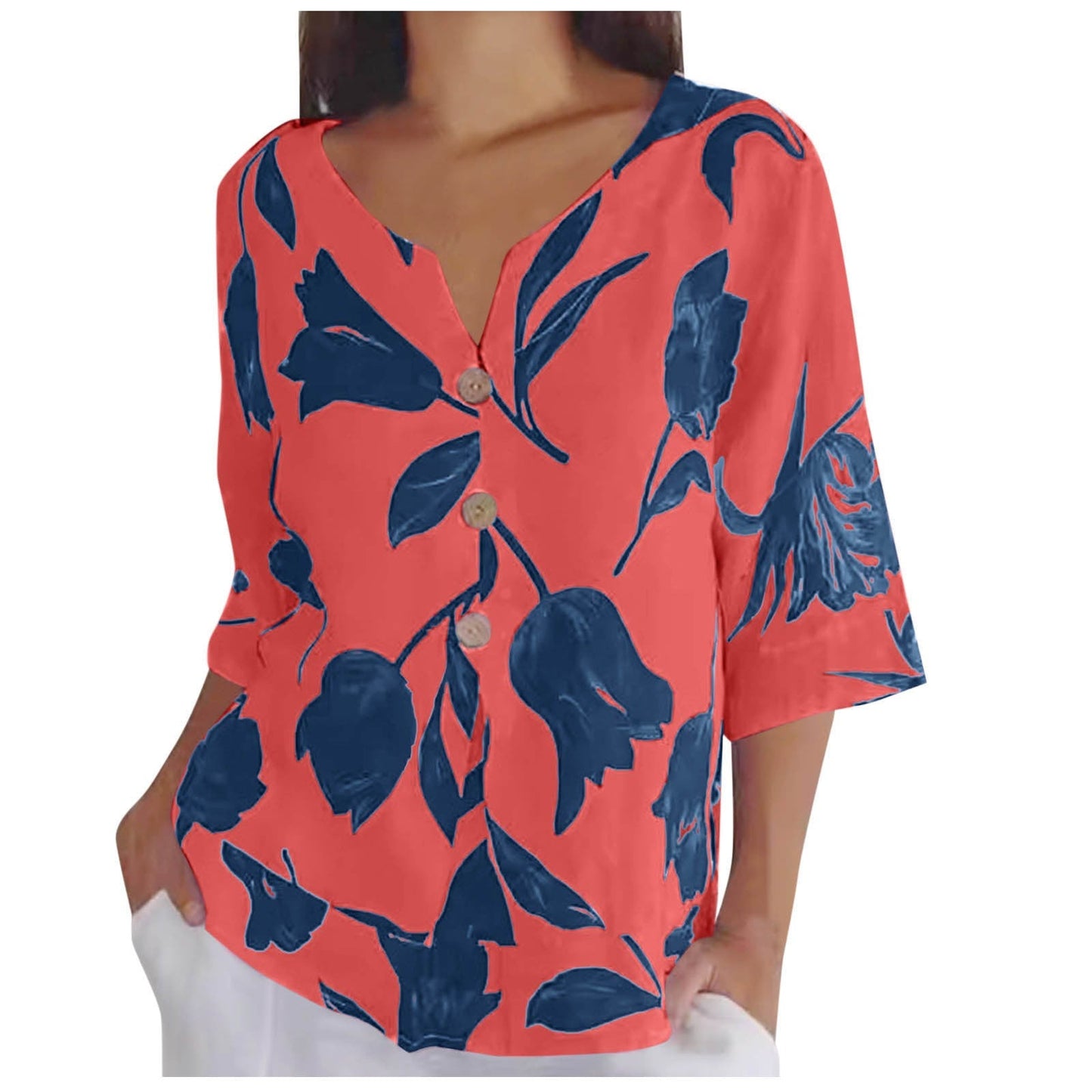 Talia Floral Button Top