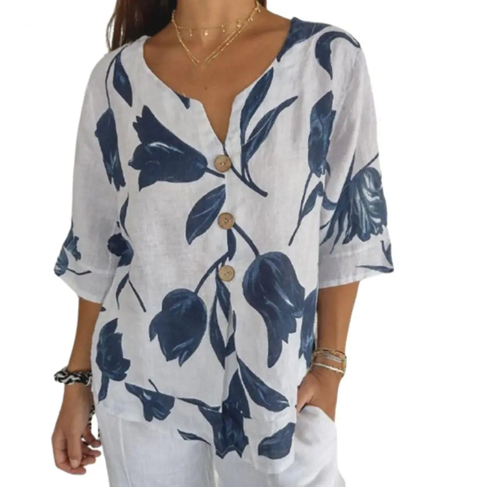 Talia Floral Button Top