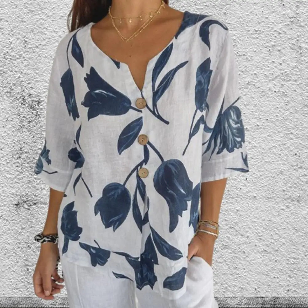 Talia Floral Button Top