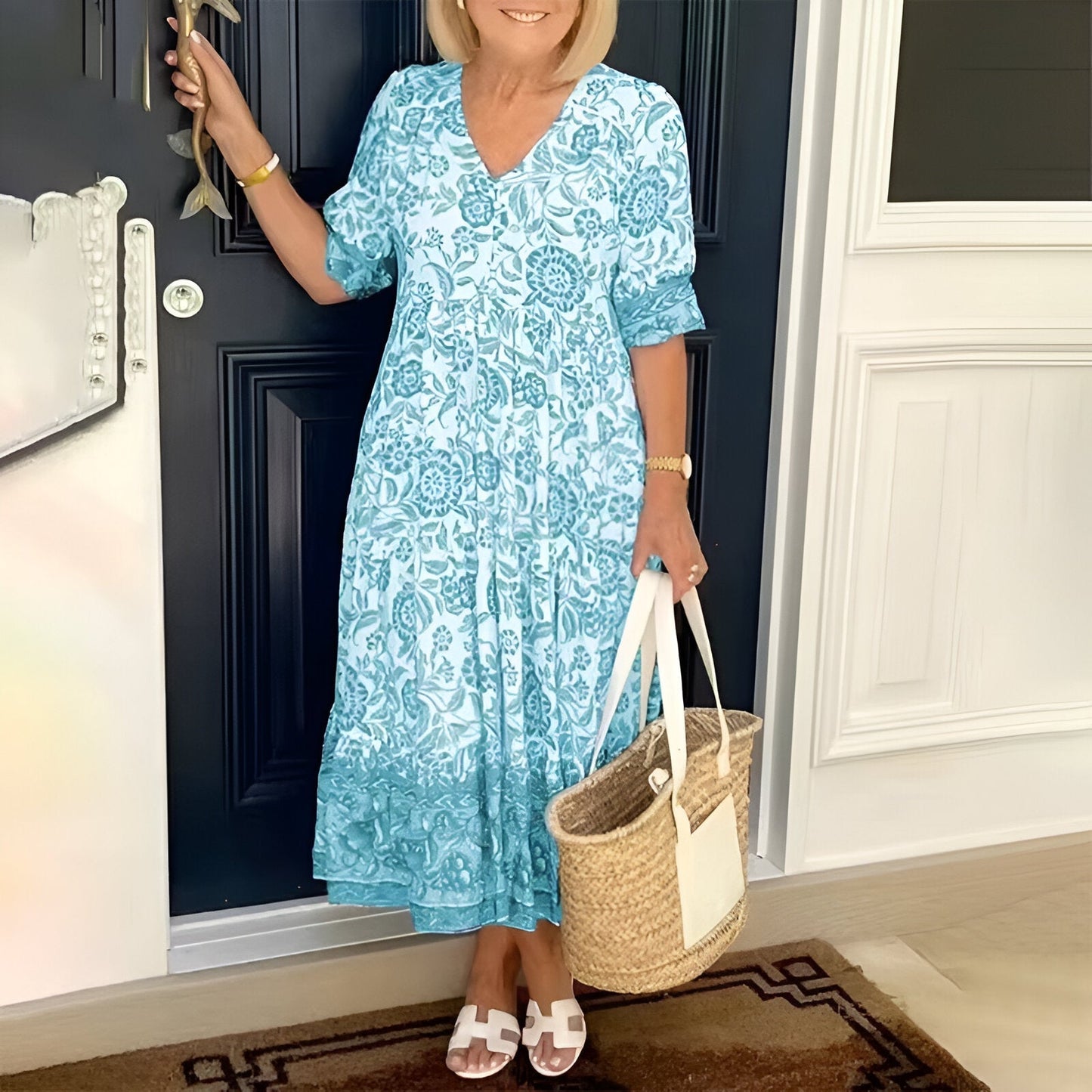 Rosetta V-Neck Bohemian Dress