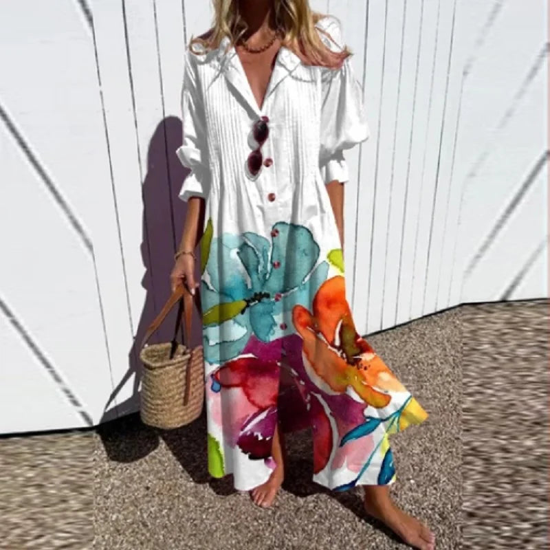 Alyssa Boho Puff Sleeve Maxi Dress