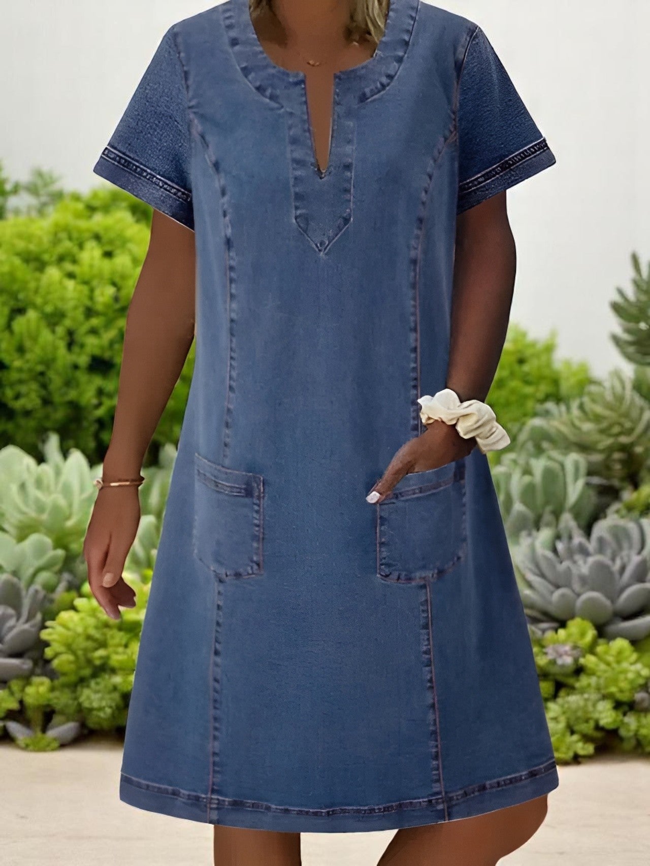 Orthelia Soft Denim Dress with Front Pockets