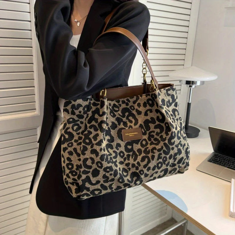 Shuvee Leopard Patterned Canvas Tote