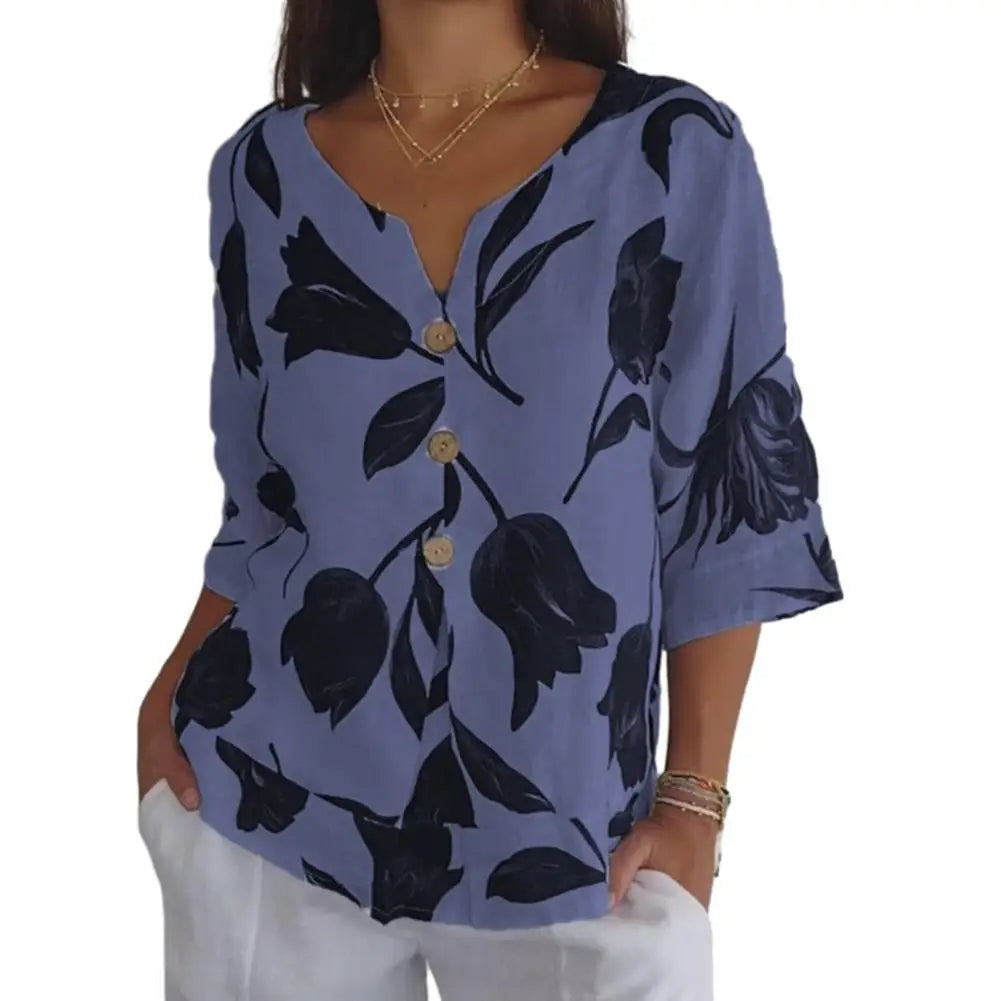 Talia Floral Button Top