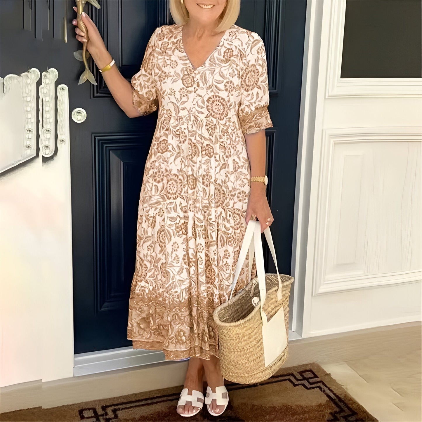 Rosetta V-Neck Bohemian Dress